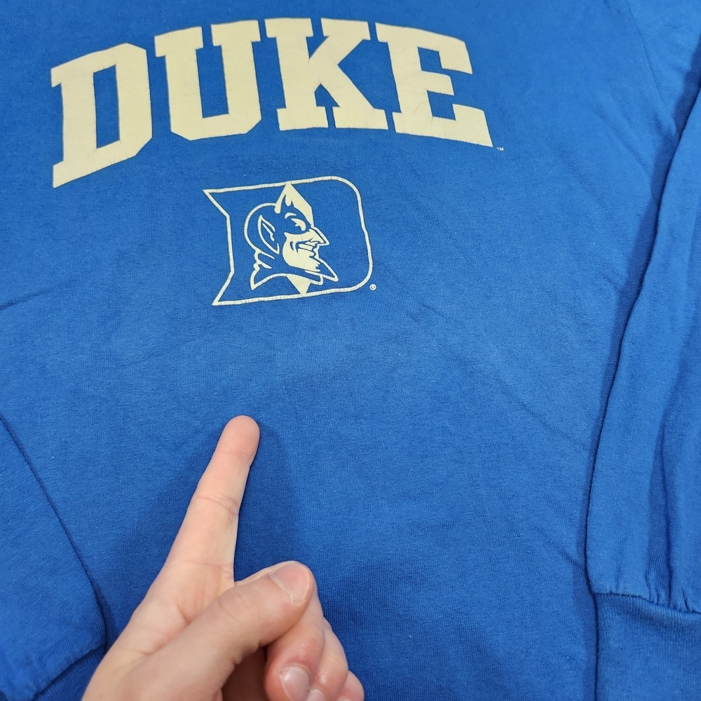 Vintage Duke Blue Devils Shirt Men Medium Cotton Crewneck NCCA Long Sleeve - Picture 3 of 9